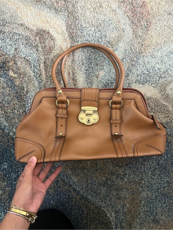Etienne Aigner Handbags - Etienne Aigner Tan Leather Satchel with Gold-Tone Lock